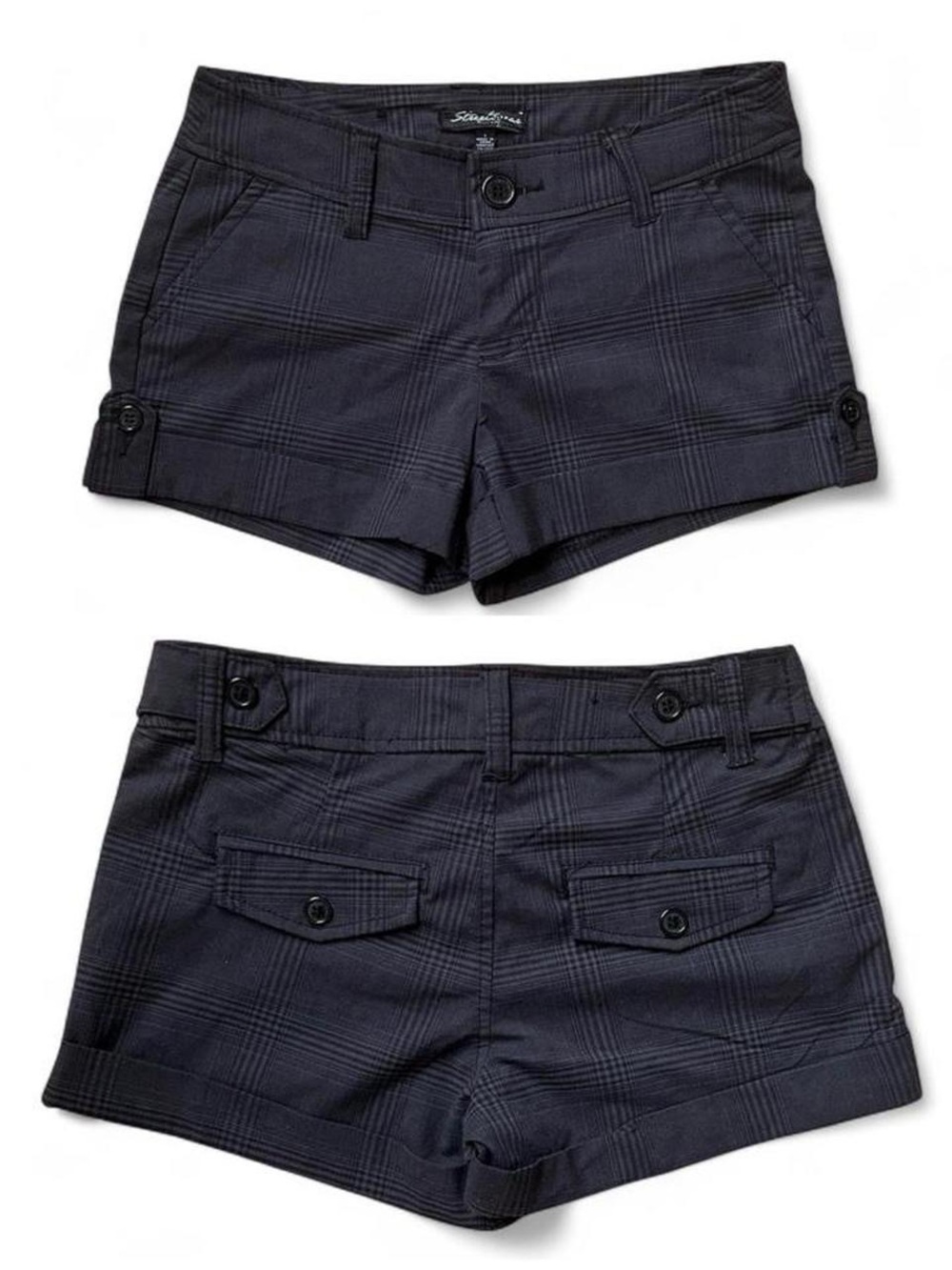 Y2K 2000s Low Rise Gray Plaid Shorts